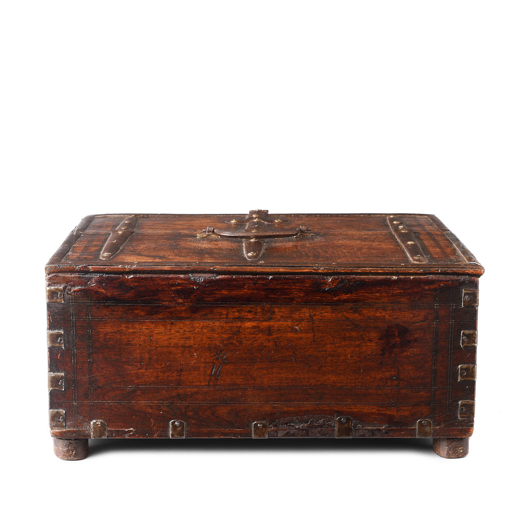 Back Of Antique Carved Indian Merchants Box From Rajasthan - 19th Century | Indigo Antiques