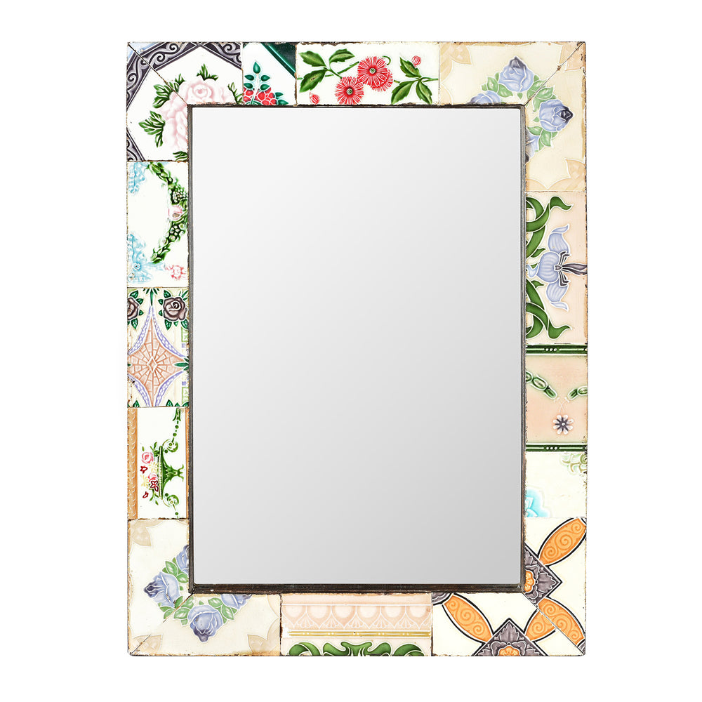 Vintage Mirror Made From Old Japanese Ceramic Tiles | Indigo Antiques