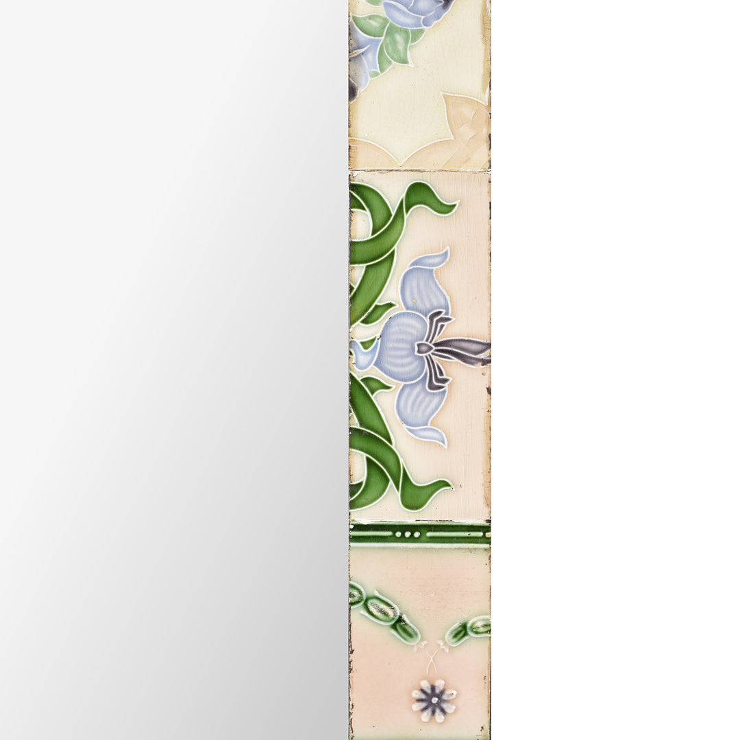 Tile Detail From Vintage Mirror Made From Old Japanese Ceramic Tiles | Indigo Antiques