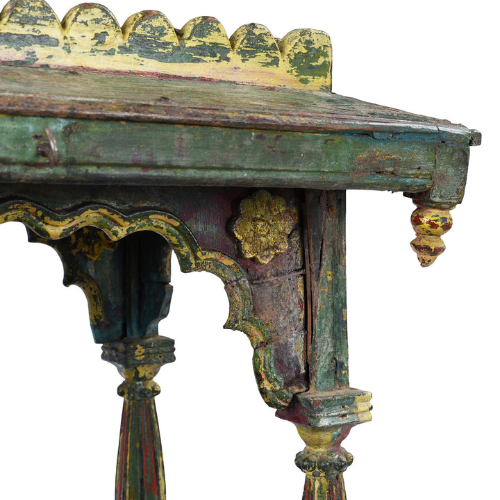 Detail From Antique Indian Painted Teak Singhasan | Indigo Antiques