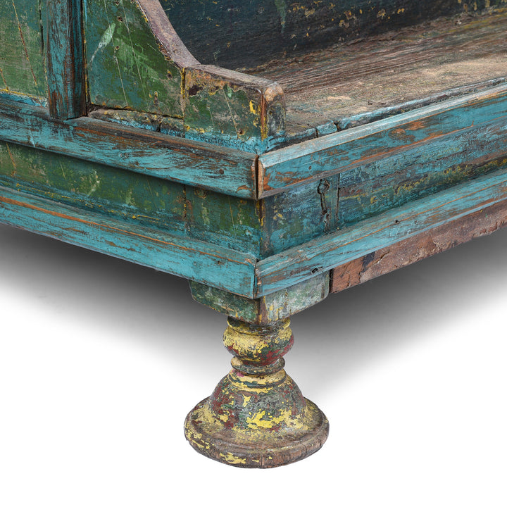 Leg Detail From Antique Indian Painted Teak Singhasan | Indigo Antiques