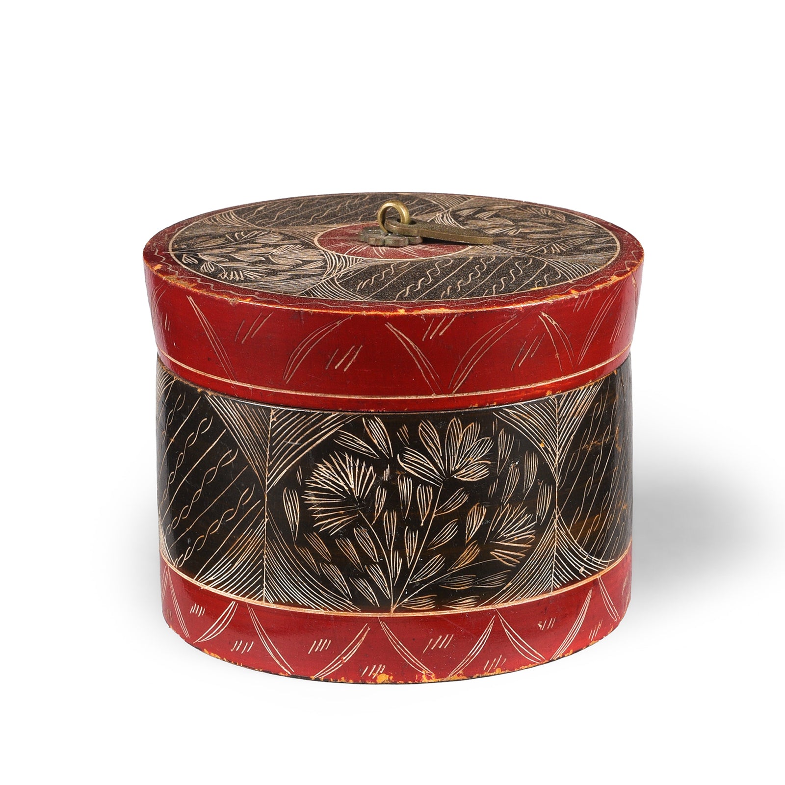Antique Scratchwork Lacquer Pot From Kutch  | Indigo Antiques