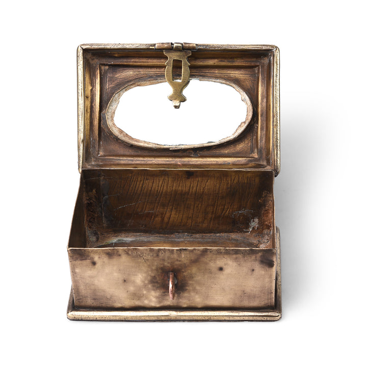 Interior Of Antique Brass Paan Box From Rajasthan | Indigo Antiques