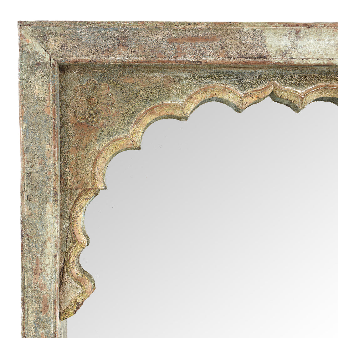 Corner Detail From Indian Mirror Made From An Old Teak Window | Indigo Antiques