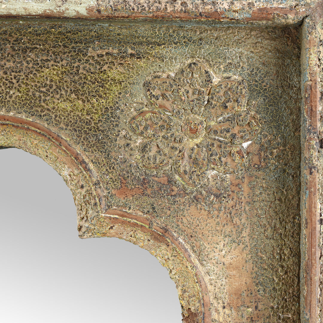 Flower Carving From Indian Mirror Made From An Old Teak Window | Indigo Antiques