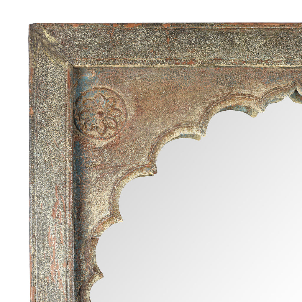 Painted Mirror Made From An Old Teak Window - 19th Century