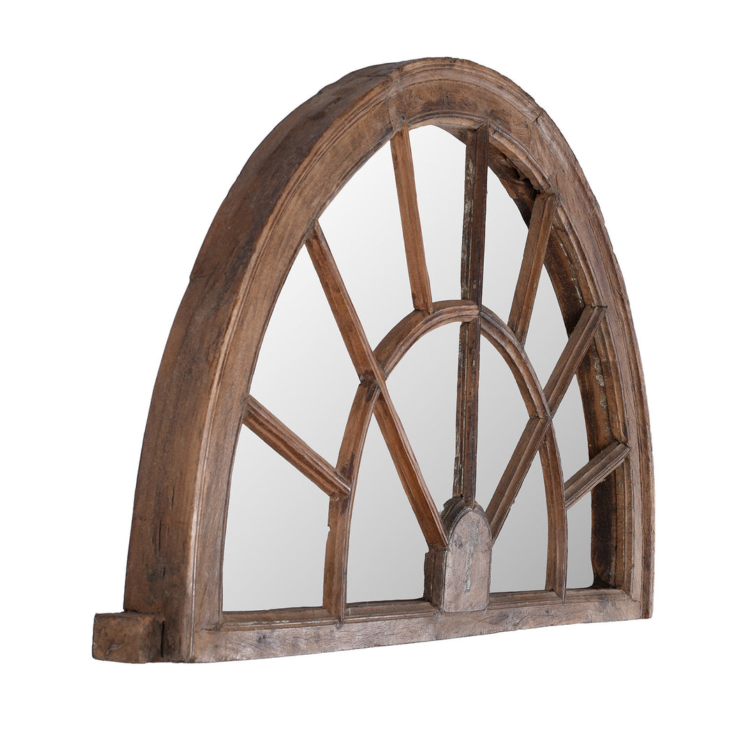 Angled VIew Showing Depth Of Antique Indian Fanlight Window Mirror | Indigo Antiques