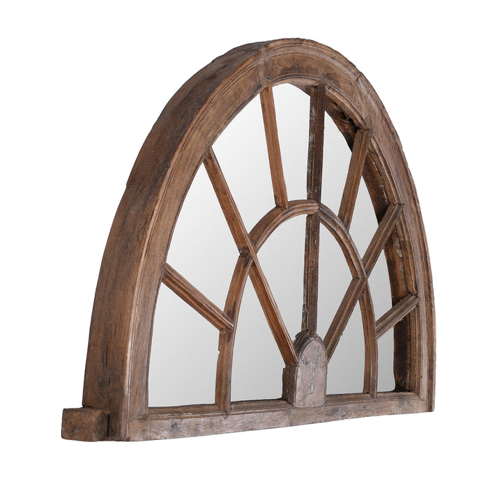 Angled VIew Showing Depth Of Antique Indian Fanlight Window Mirror | Indigo Antiques