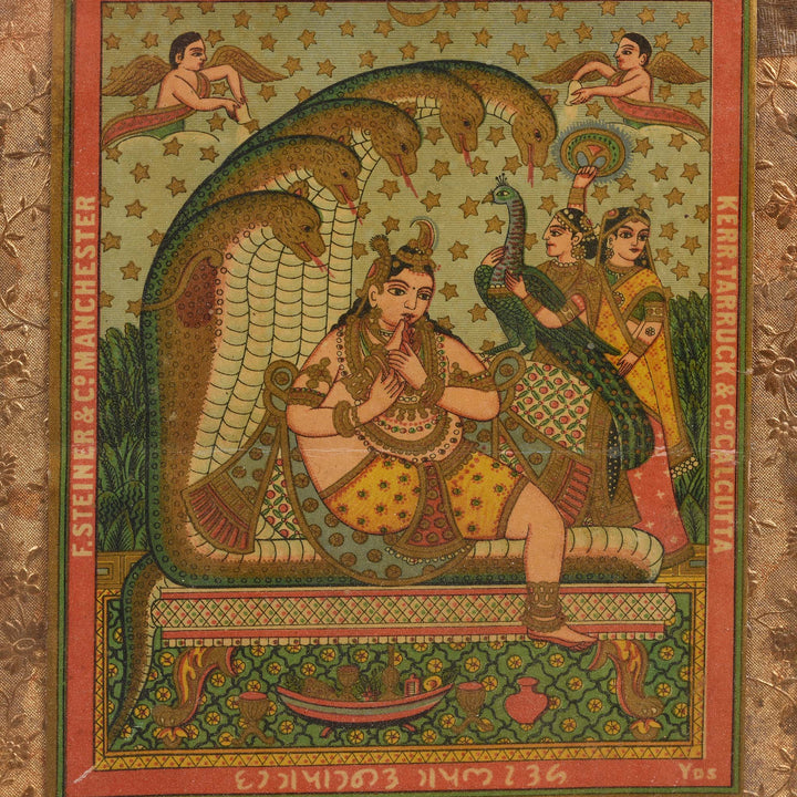 Framed Chromolithograph Advertising Label Of Krishna - Ca 1920 | Indigo Antiques