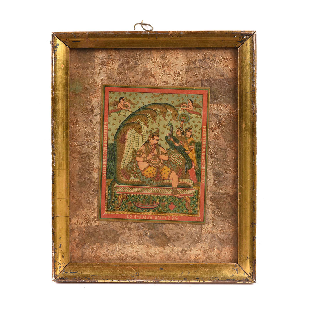 Framed Chromolithograph Advertising Label Of Krishna - Ca 1920 | Indigo Antiques