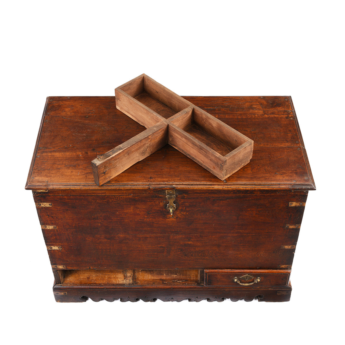 Hidden Compartments From Antique Indian Brass Bound Teak Chest | Indigo Antiques 