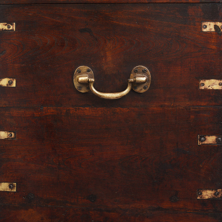 Handle Detail From Antique Indian Brass Bound Teak Chest | Indigo Antiques