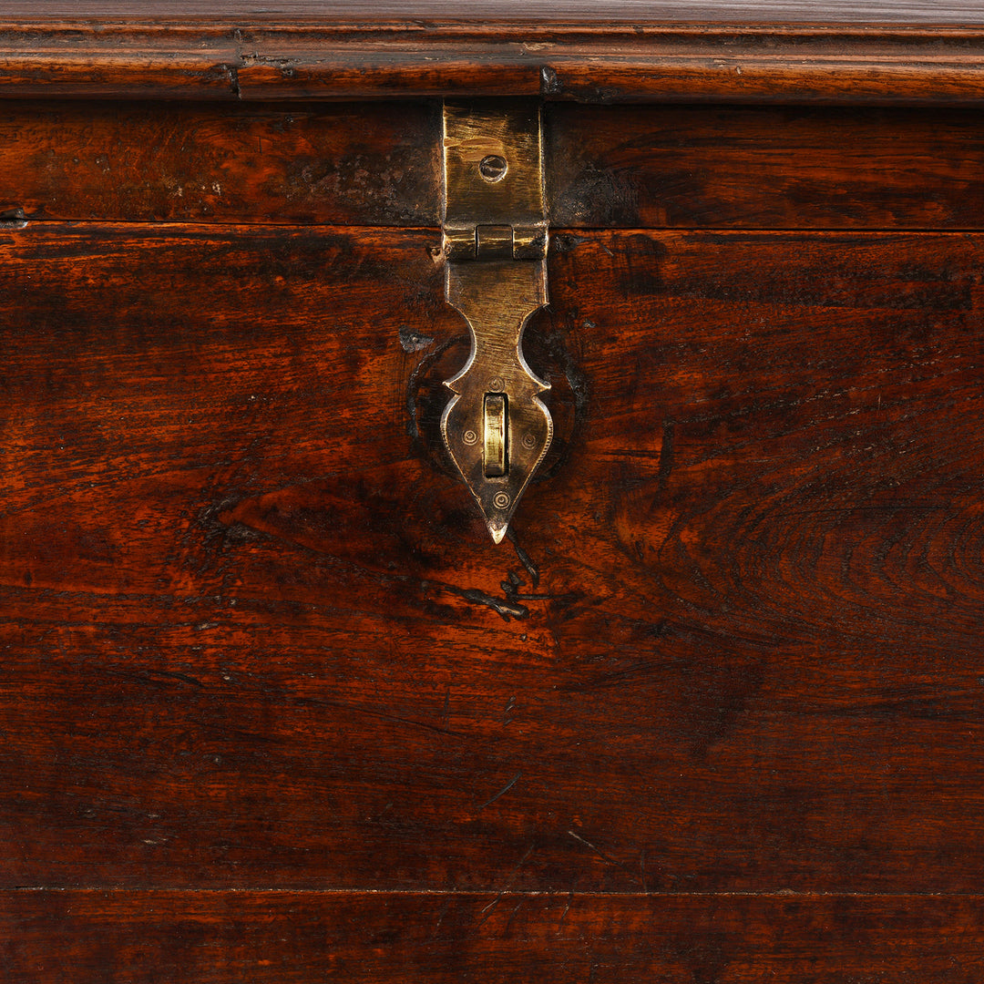 Locking Latch Detail From Antique Indian Brass Bound Teak Chest | Indigo Antiques