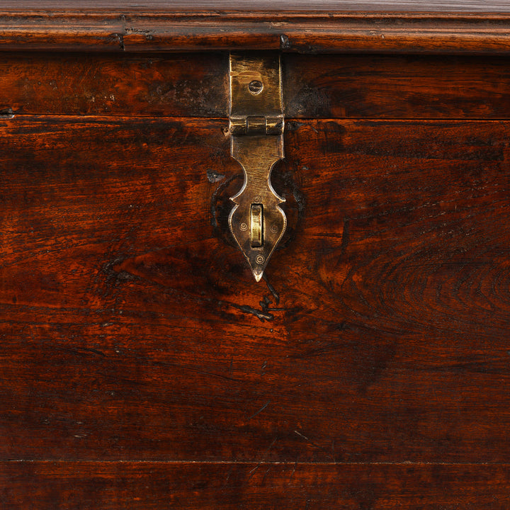 Locking Latch Detail From Antique Indian Brass Bound Teak Chest | Indigo Antiques