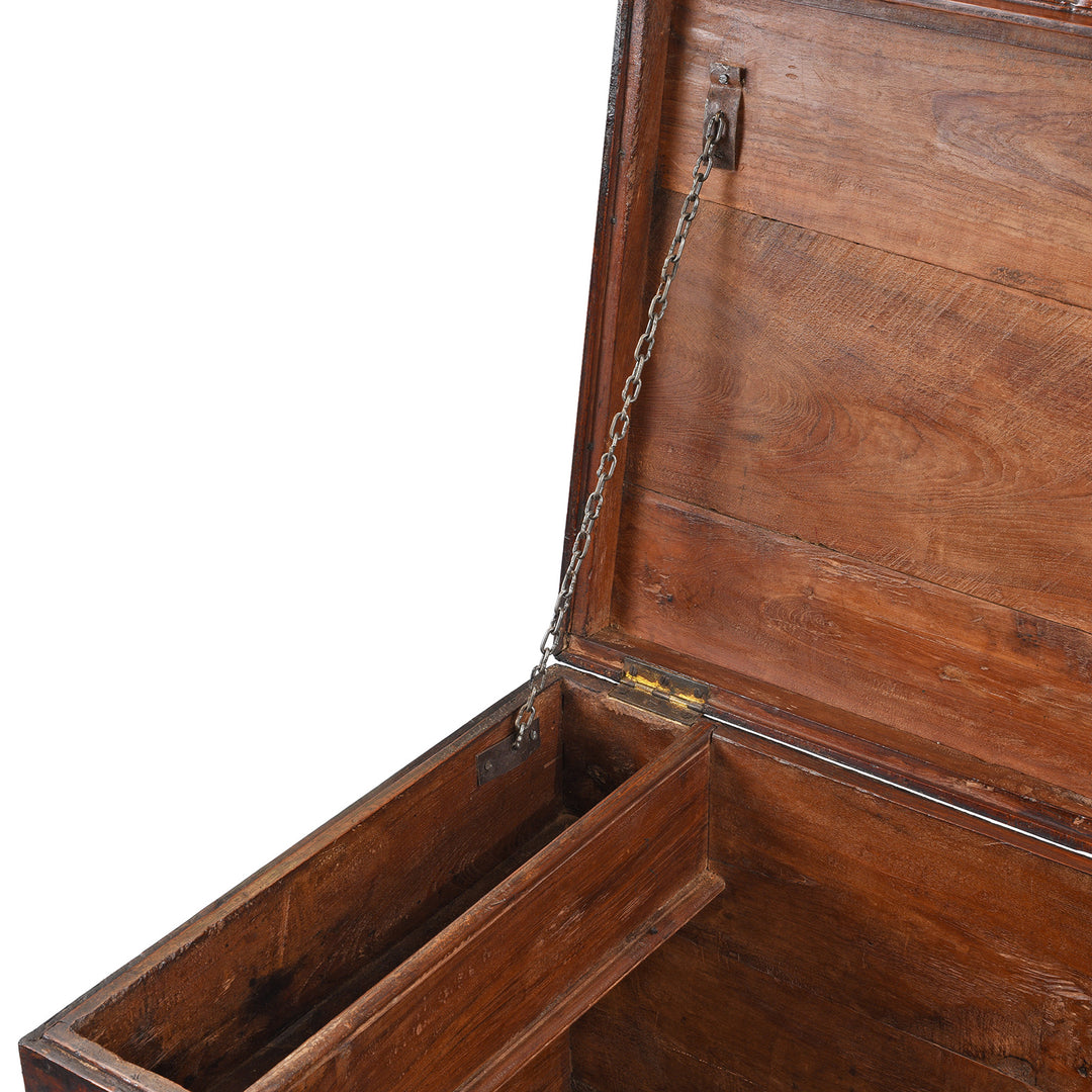 Chain Detail From Antique Indian Brass Bound Teak Chest | Indigo Antiques