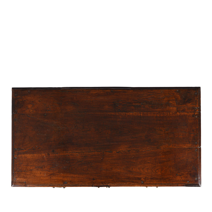 Top Down View Of Antique Indian Brass Bound Teak Chest | Indigo Antiques