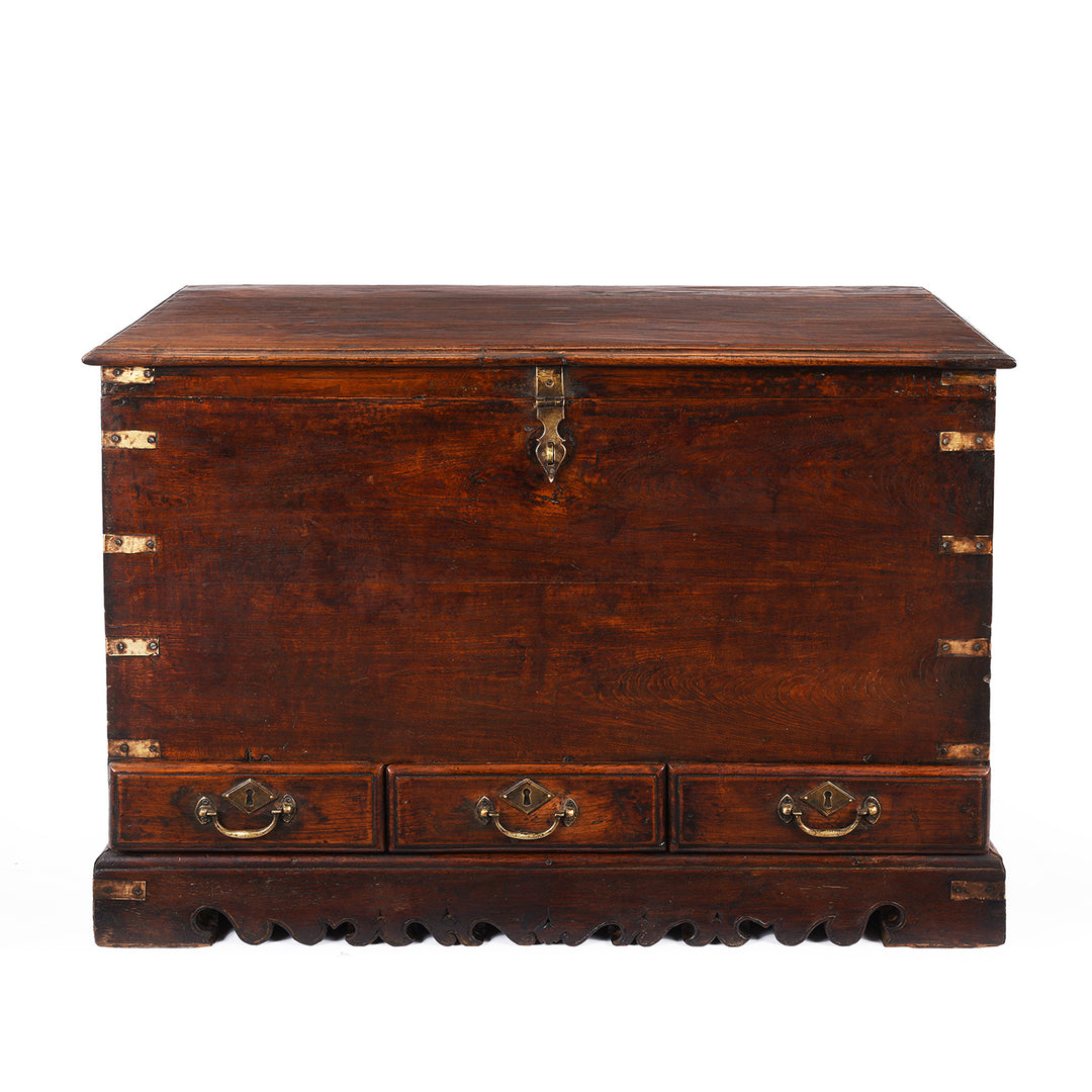 Antique Indian Brass Bound Teak Chest | Indigo Antiques