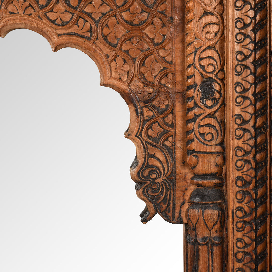 Carving Detail From Antique Teak Window Mirror From Maharashtra | Indigo Antiques