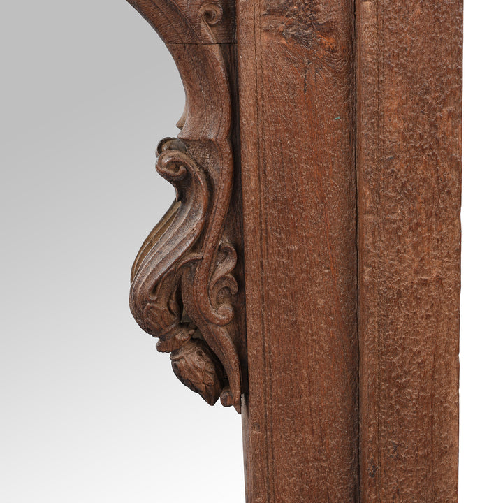 Carving Detail From Antique Teak Window Frame Mirror From Madhya Pradesh - 19th Century | Indigo Antiques