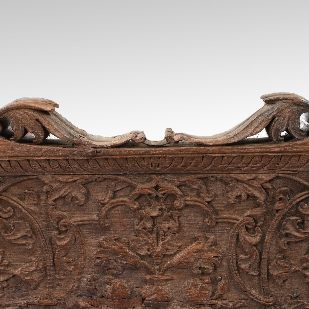 Detail From Antique Teak Window Frame Mirror From Madhya Pradesh - 19th Century | Indigo Antiques