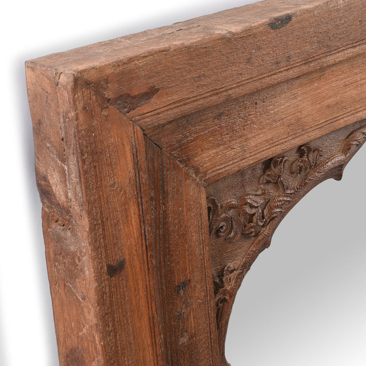 Depth Detail From Antique Teak Window Frame Mirror From Madhya Pradesh - 19th Century | Indigo Antiques
