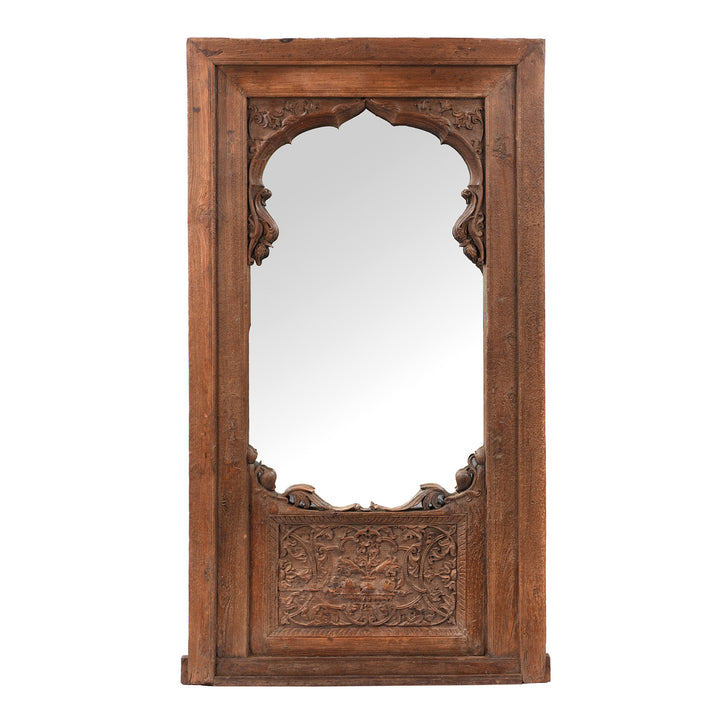 Antique Teak Window Frame Mirror From Madhya Pradesh - 19th Century | Indigo Antiques