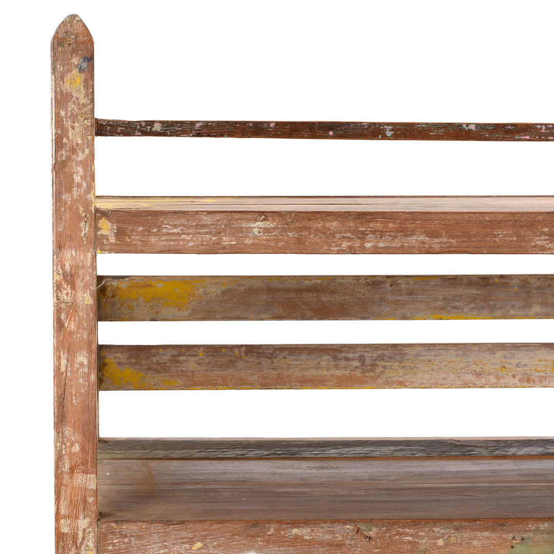 Corner Detail From Vintage Painted Indian Teak Shelf | Indigo Antiques