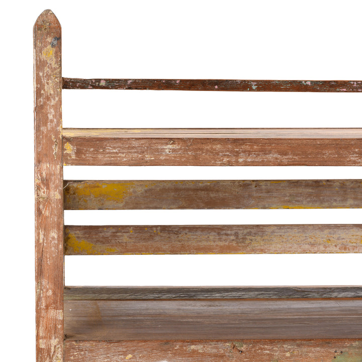 Corner Detail From Vintage Painted Indian Teak Shelf | Indigo Antiques