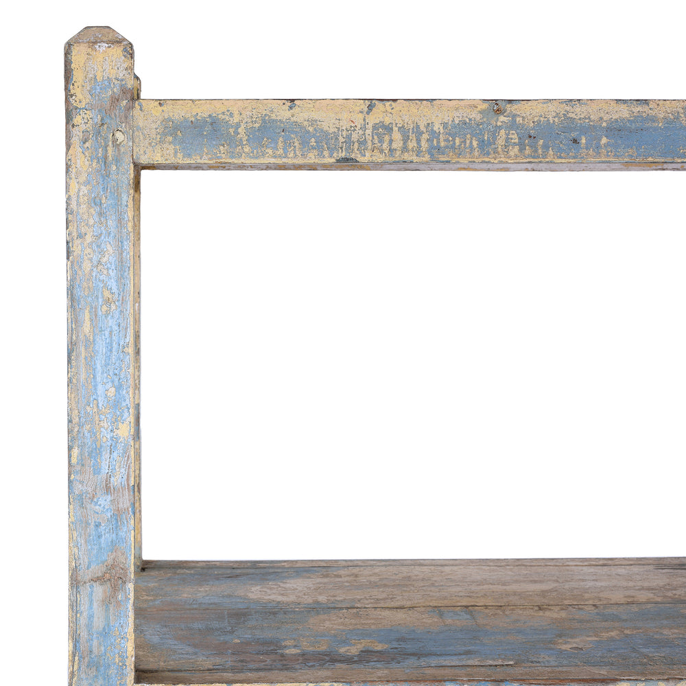 Corner Detail From Vintage Painted Indian Teak Shelf - Ca 1930 | Indigo Antiques