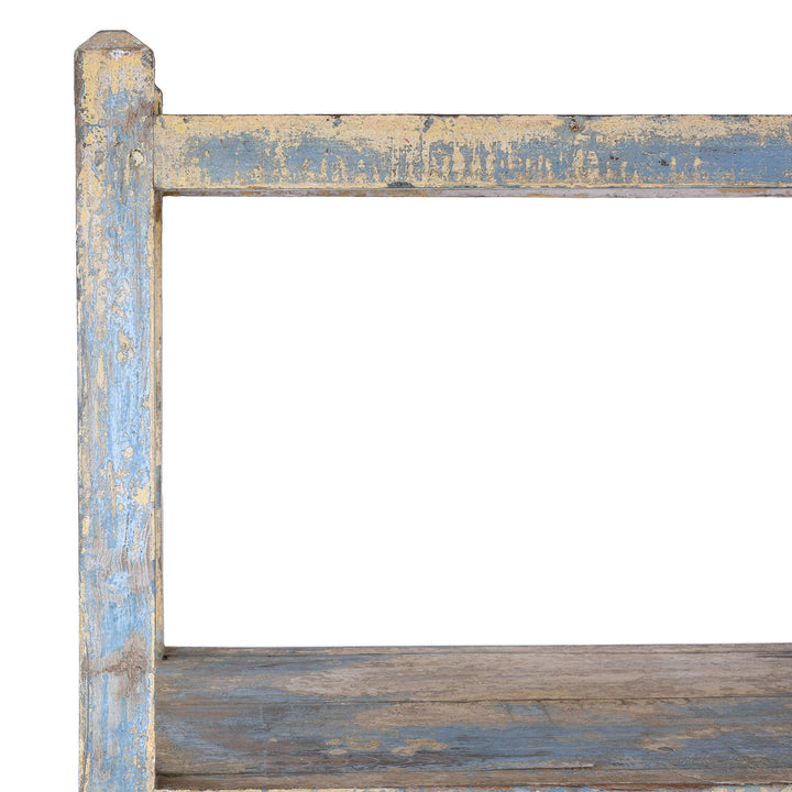 Corner Detail From Vintage Painted Indian Teak Shelf - Ca 1930 | Indigo Antiques