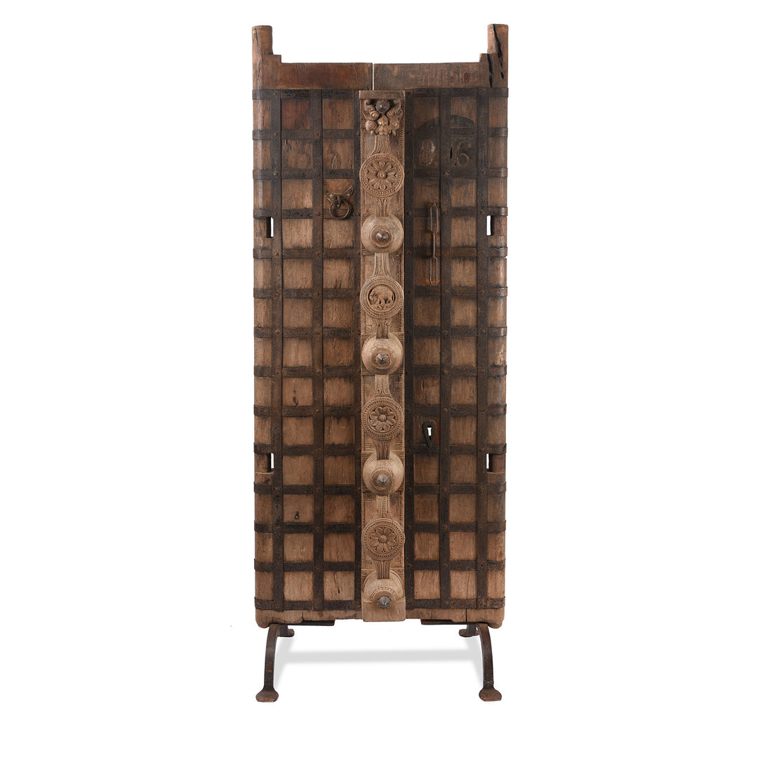 Antique Iron Bound Jackfruit Wood Carved Door From Kerala - 19th Century | Indigo Antiques