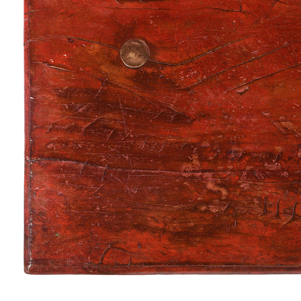 Red Lacquer Camphor Chinese Military Chest - 18th Century