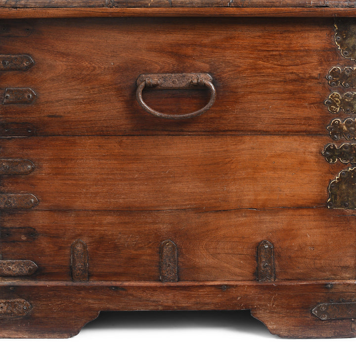 Handle Detail From Antique Brass Bound Rosewood Chest From The Rann Of Kutch | Indigo Antiques