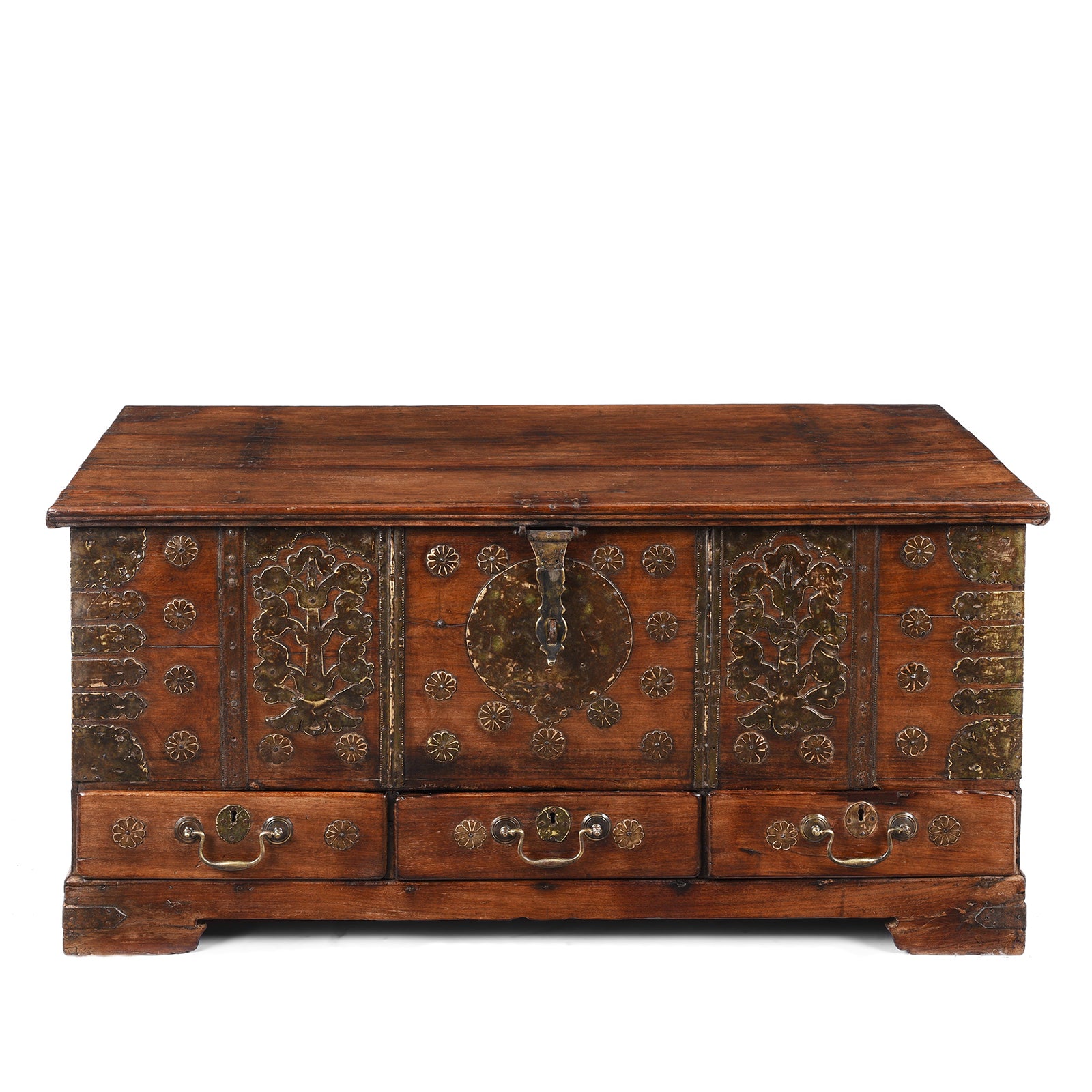 Antique Brass Bound Rosewood Chest From The Rann Of Kutch | Indigo Antiques