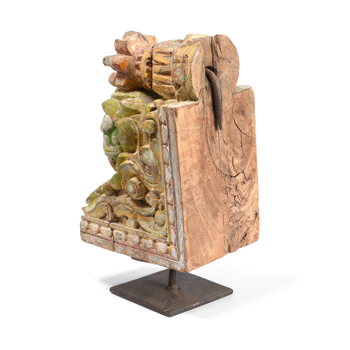 Back Of Carved & Painted Teak Corbel From Maharashtra - 19th Century | Indigo Antiques