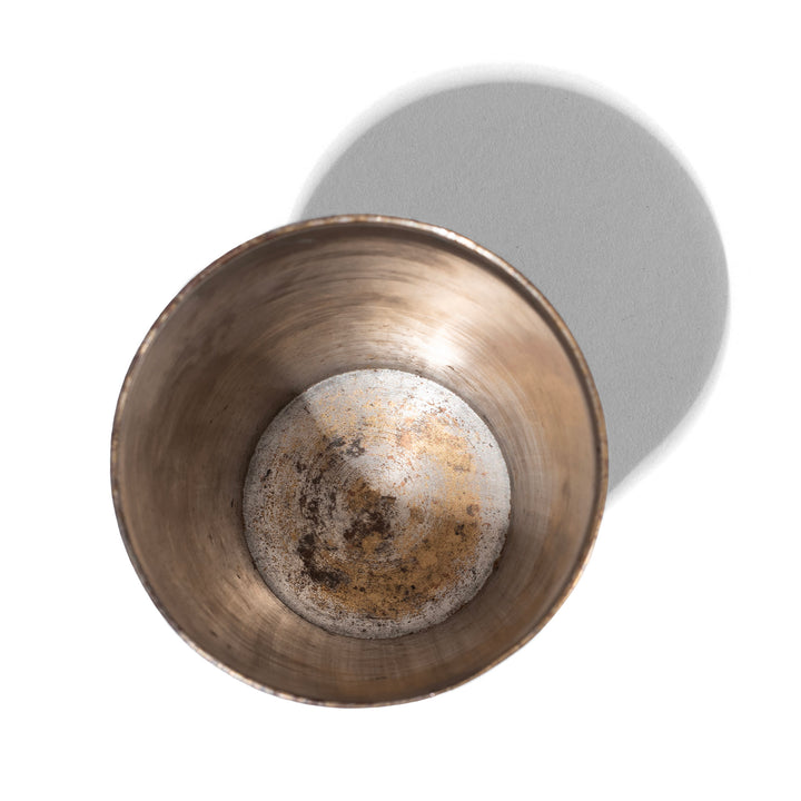 Interior Of Option 1 Vintage North Indian Nickel Plated Brass Lassi Cup With Hand Etched Floral Design