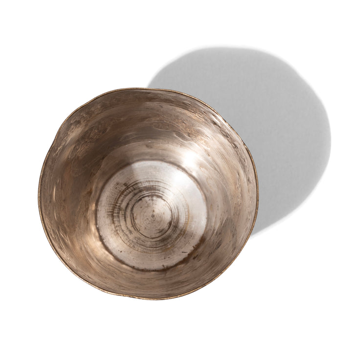 Interior Of Option 2 Vintage North Indian Nickel Plated Brass Lassi Cup With Hand Etched Floral Design