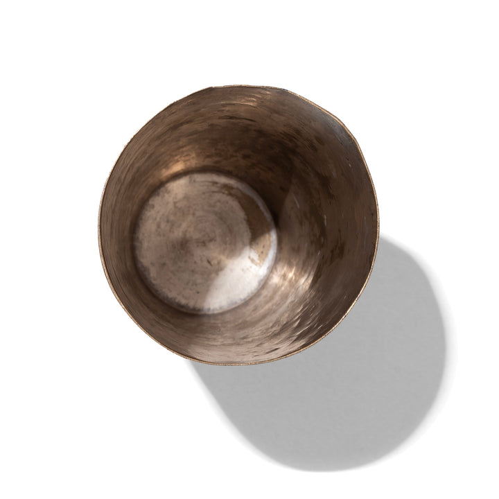 Interior Of Option 3 Vintage North Indian Nickel Plated Brass Lassi Cup With Hand Etched Floral Design