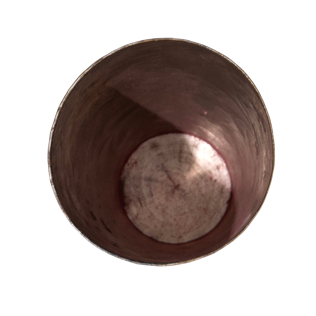 Interior Of Option 2 Vintage North Indian Nickel Plated Brass Lassi Cup With Hand Etched Floral Design