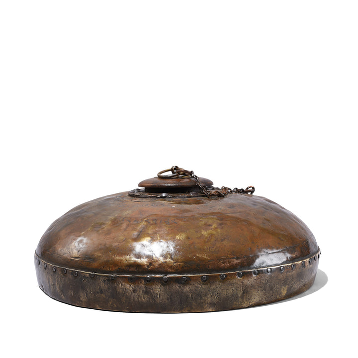 Back Of Brass & Teak Indian Tobacco Pot From Rajasthan - 19thC | Indigo Antiques