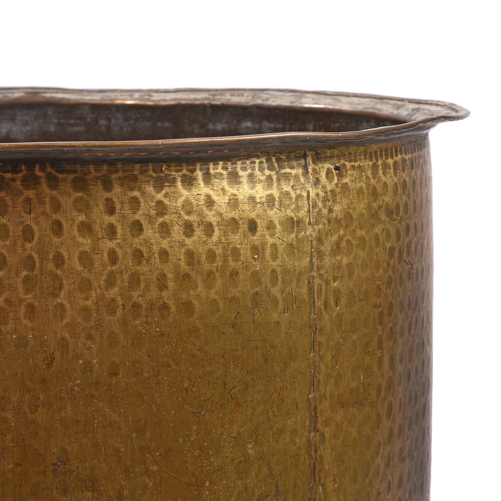 Rim Detail From Antique Brass Water Pot From Rajasthan For Planter - Mid 19th Century | Indigo Antiques