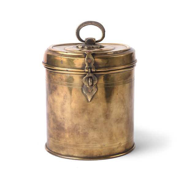 Vintage Indian Brass Food Caddy From Bombay - Ca 1920