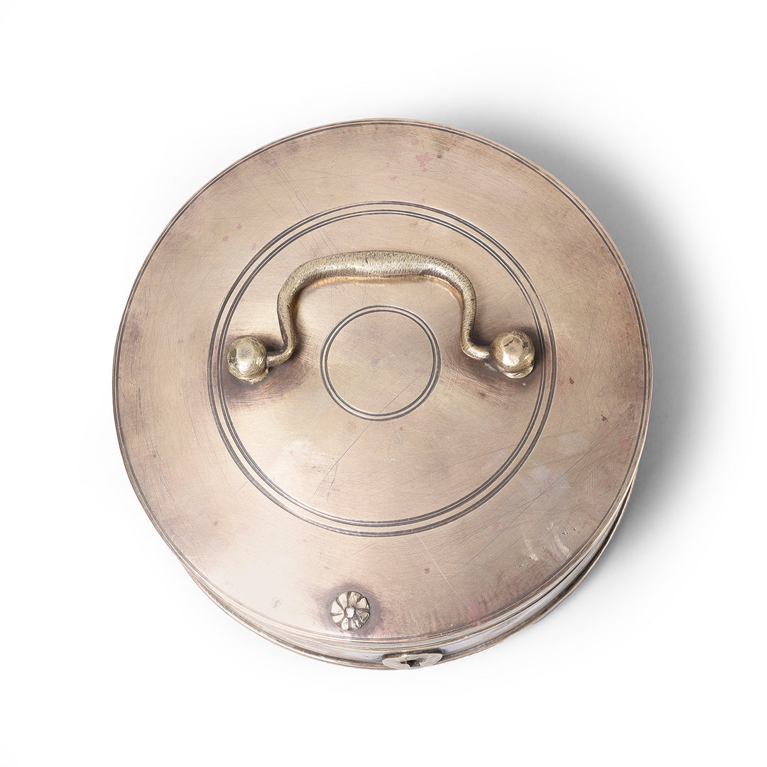Top Down VIew Of Antique Brass Jewellery Box From Kerala | Indigo Antiques