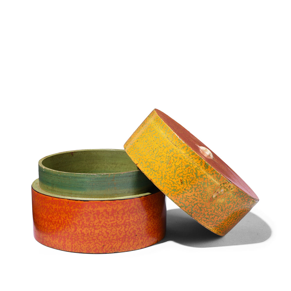 Lid Off View Of Antique Indian Spotted Lacquer Pot | Indigo Antiques