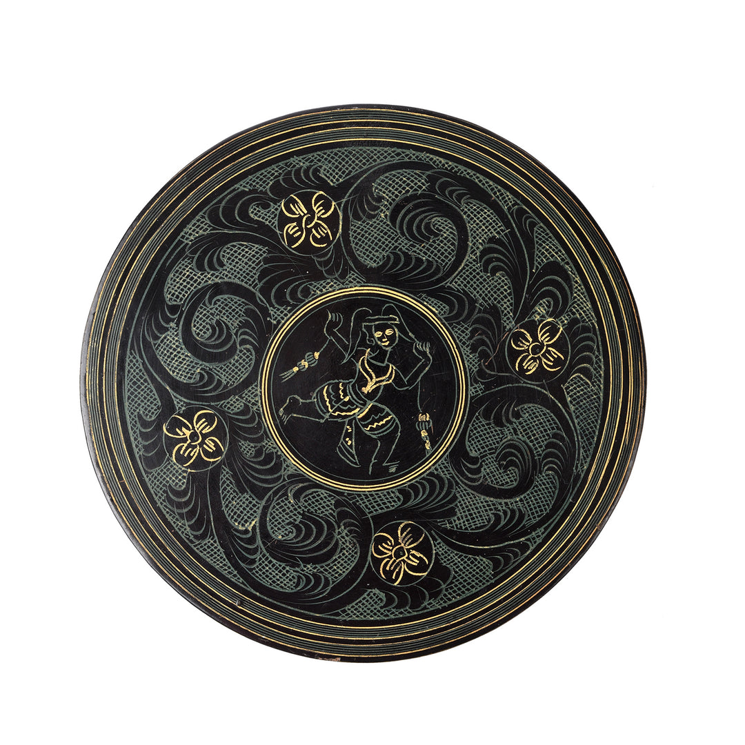 Top Down View Of Antique Burmese Black Lacquered Tiffin Box | Indigo Antiques