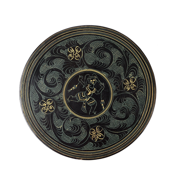 Top Down View Of Antique Burmese Black Lacquered Tiffin Box | Indigo Antiques