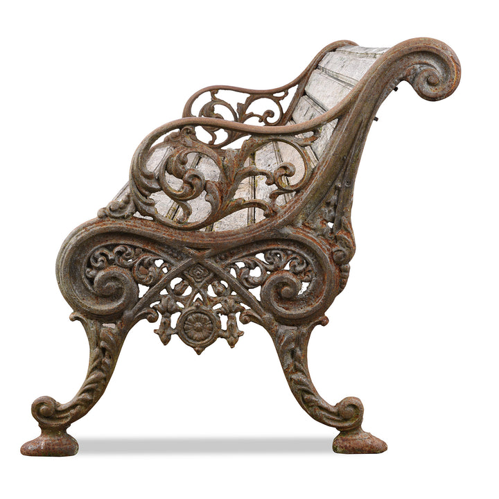 Side View Of Antique Indian Cast Iron Garden Bench | Indigo Antiques