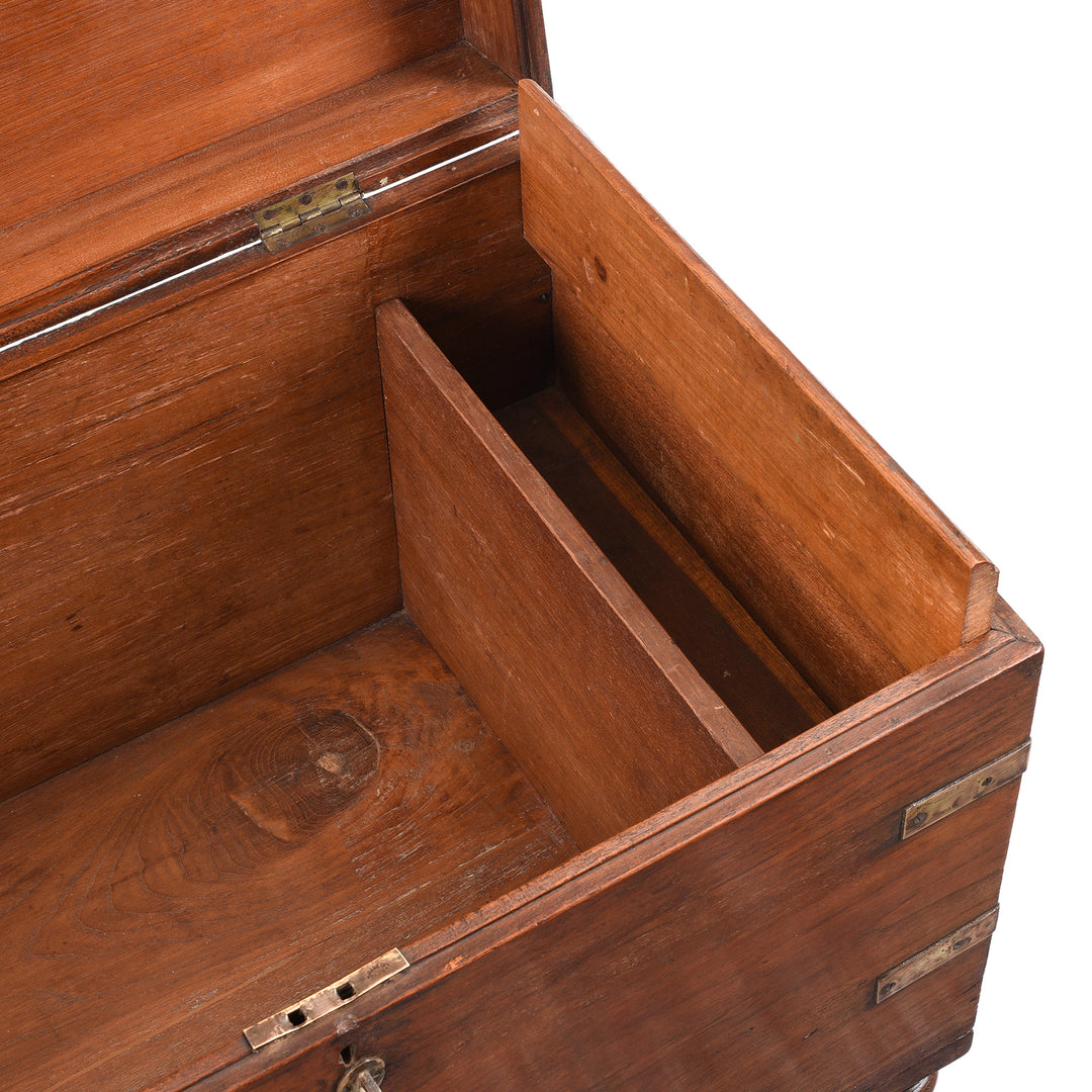 Compartment Detail From Antique Brass Bound Teak Military Chest | Indigo Antiques