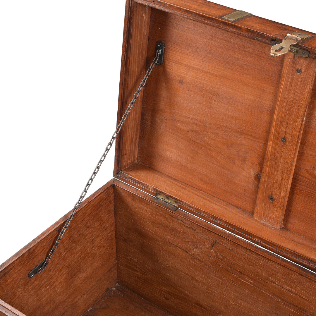 Chain Detail From Antique Brass Bound Teak Military Chest | Indigo Antiques
