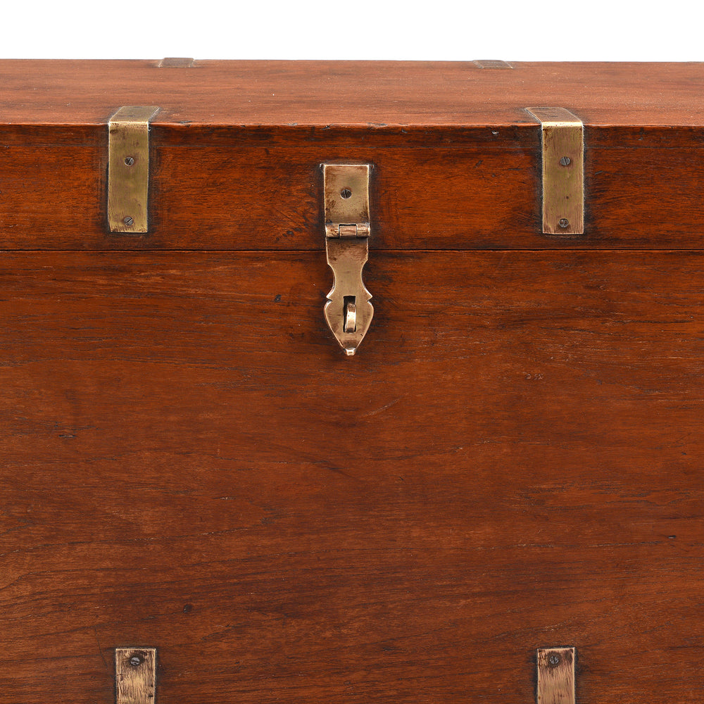 Latch Detail From Antique Brass Bound Teak Military Chest | Indigo Antiques